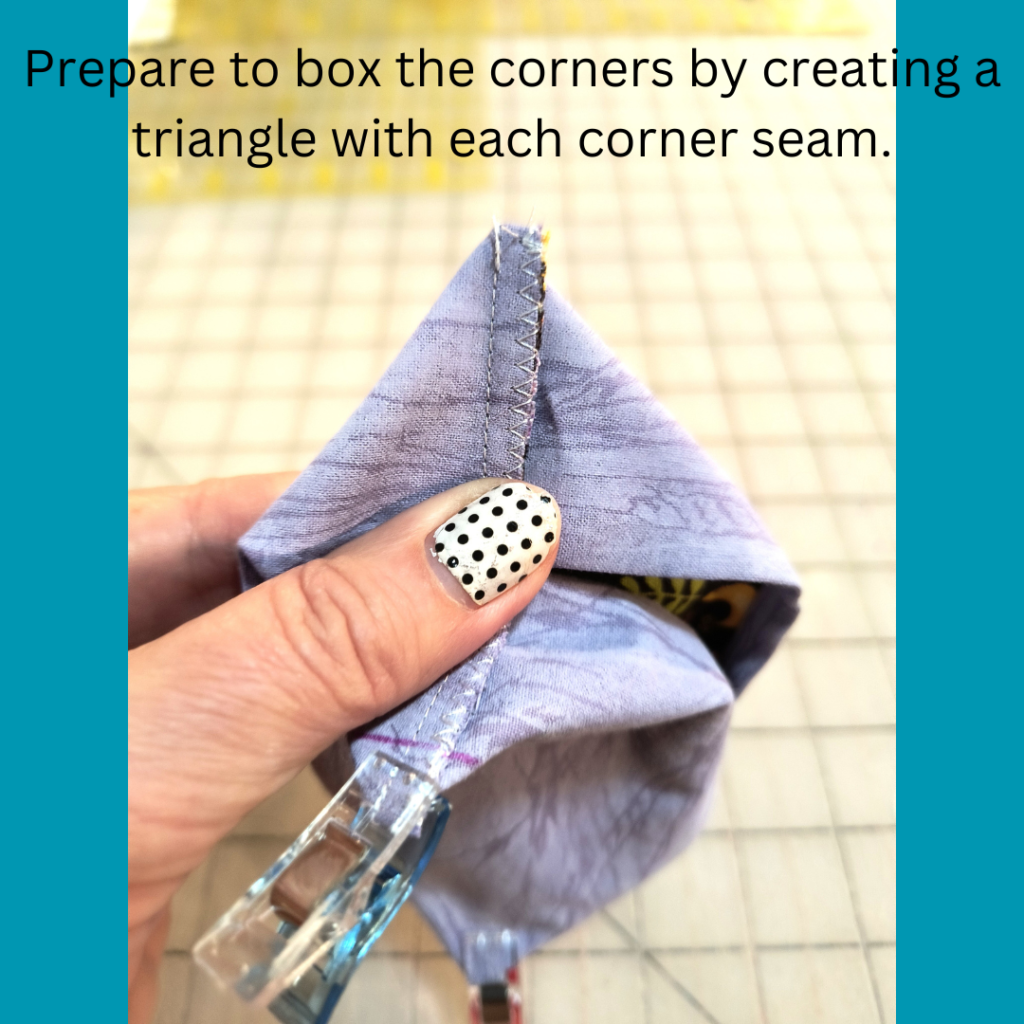 prepare box corners by creating a triangle with each corner seam.