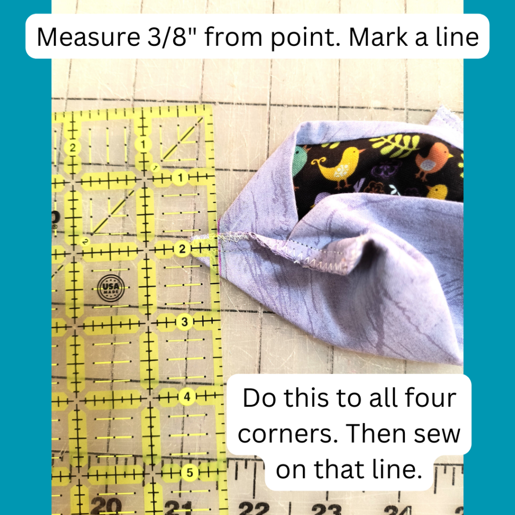 make a line 3/8" from point to all four corners