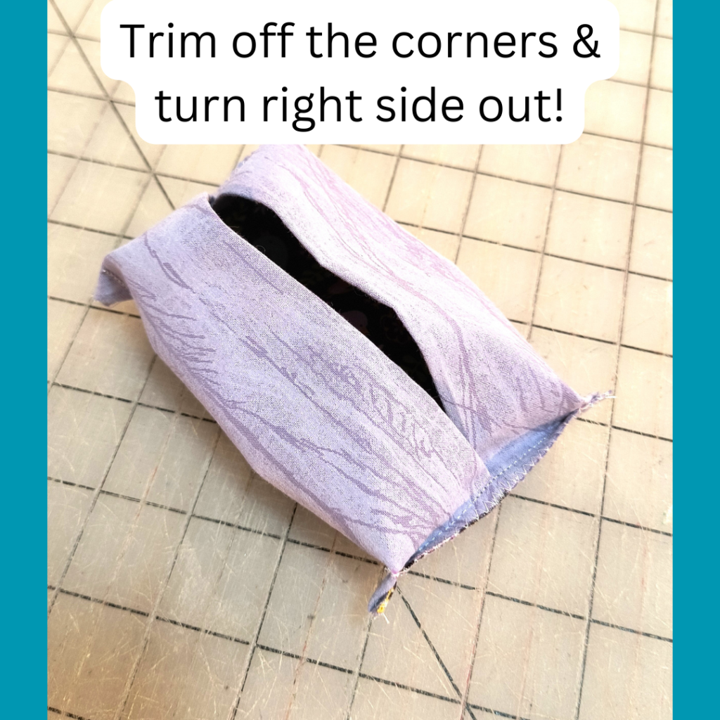 sew on line. trim off corners and turn right side out