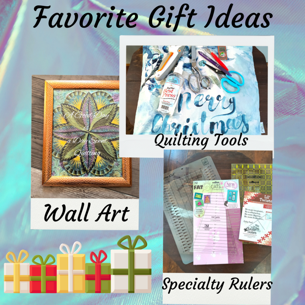 sewing notions, rulers, and wall art. All gift options for quilters