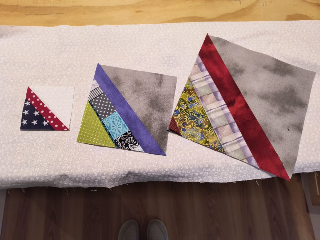 half square string quilt blockd