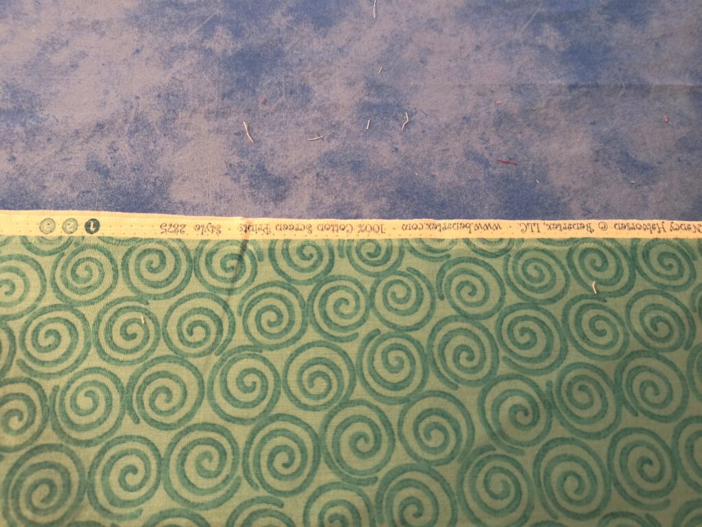 showing a selvage edge of fabric